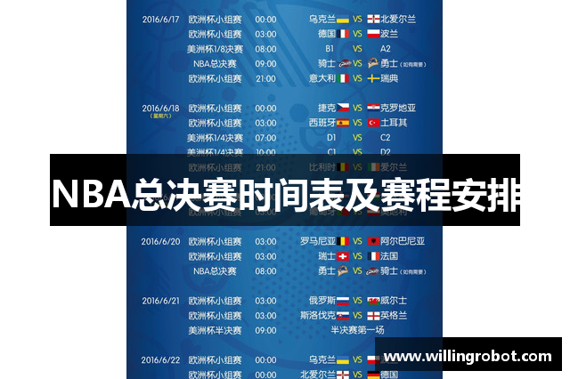 NBA总决赛时间表及赛程安排